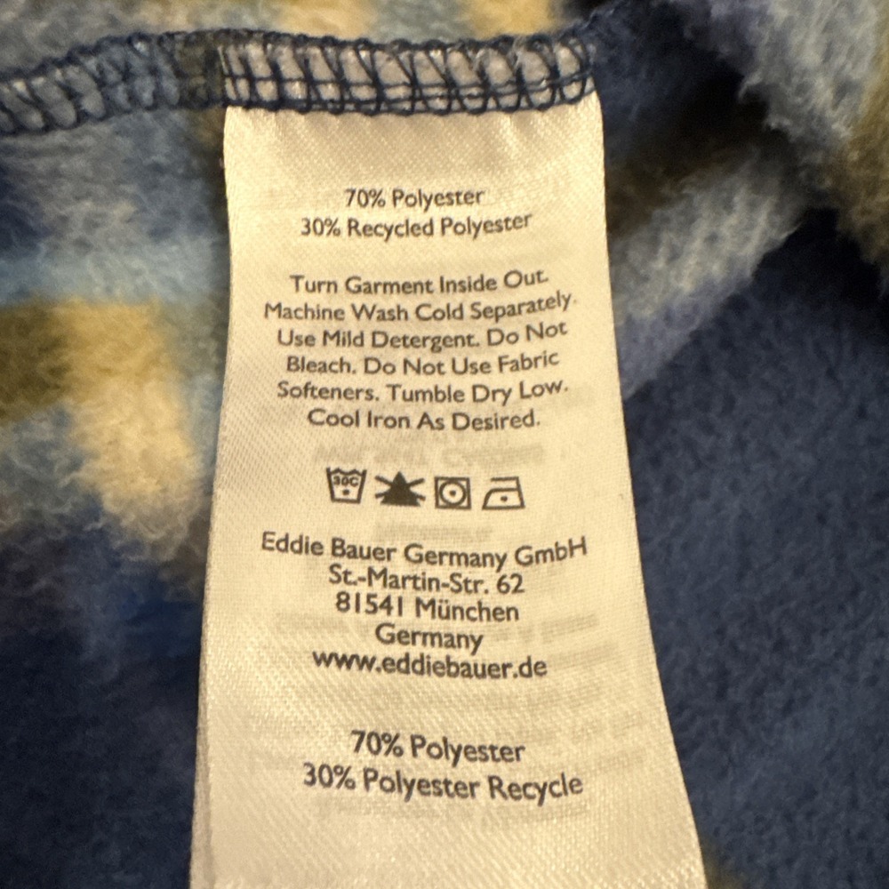 Eddie Bauer Mens XL Tall Fleece Shirt Blue Plaid Button Up Outdoor Flannel TXL - Picture 12 of 12